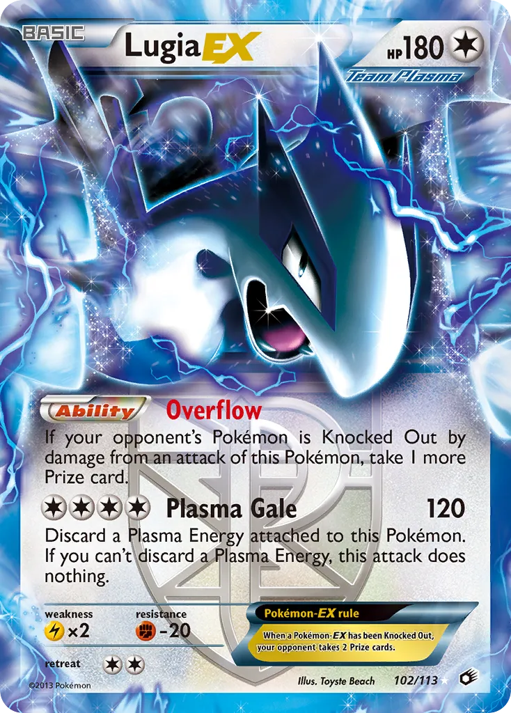 2013 Legendary Treasures Lugia-EX Rare Holo EX #102/113 Rare Holo EX card image