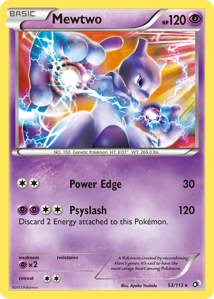 2013 Legendary Treasures Mewtwo #053/113 Rare Holo card image