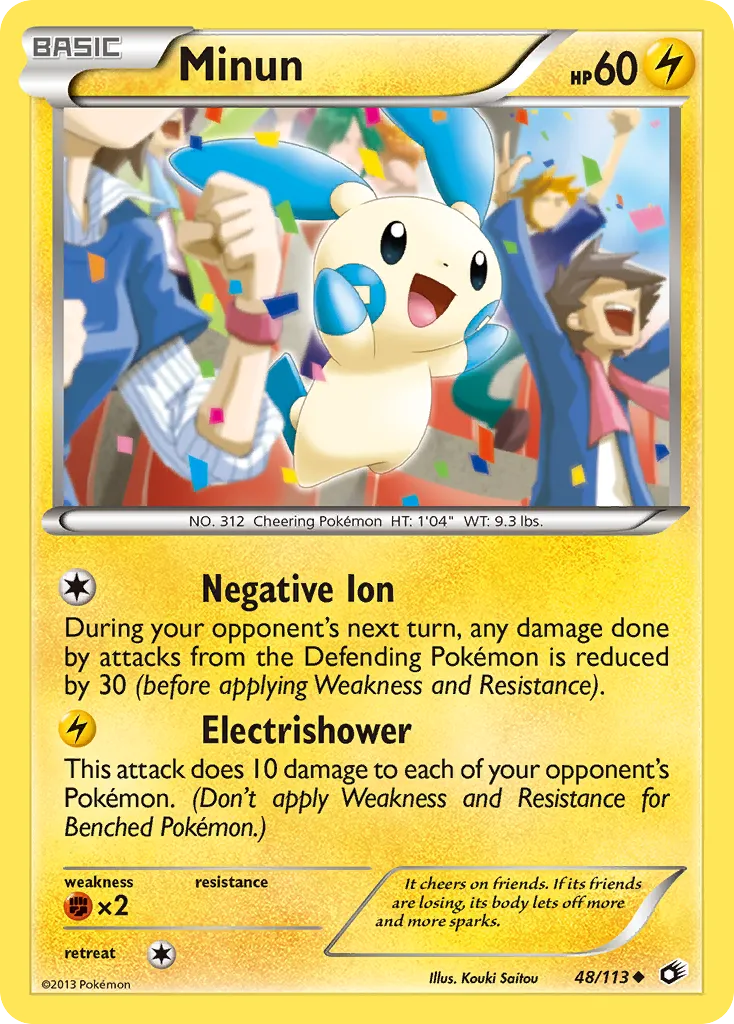 2013 Legendary Treasures Minun Uncommon #048/113 Uncommon card image