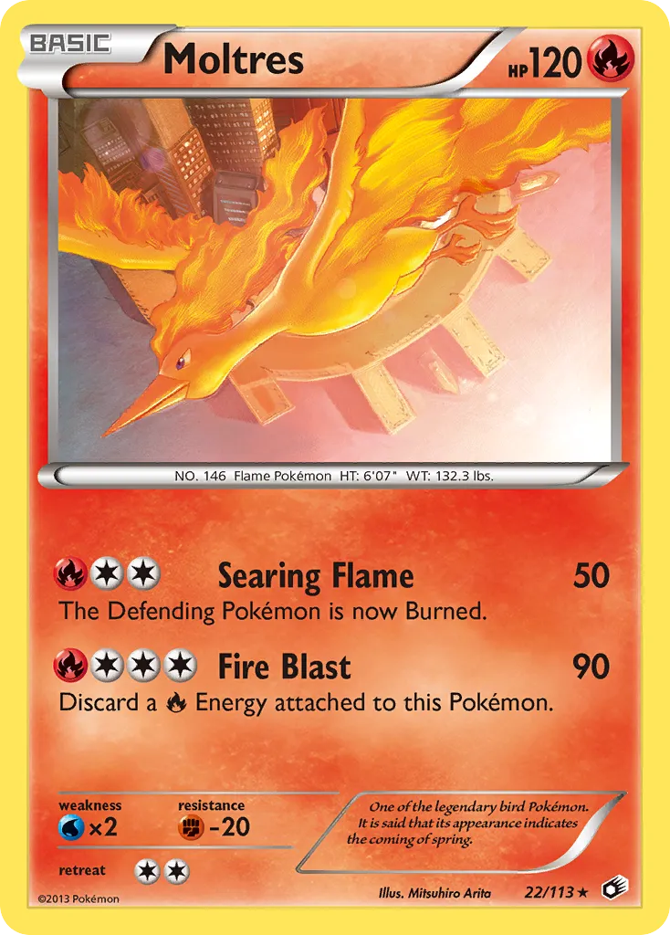 2013 Legendary Treasures Moltres #022/113 Rare Holo card image