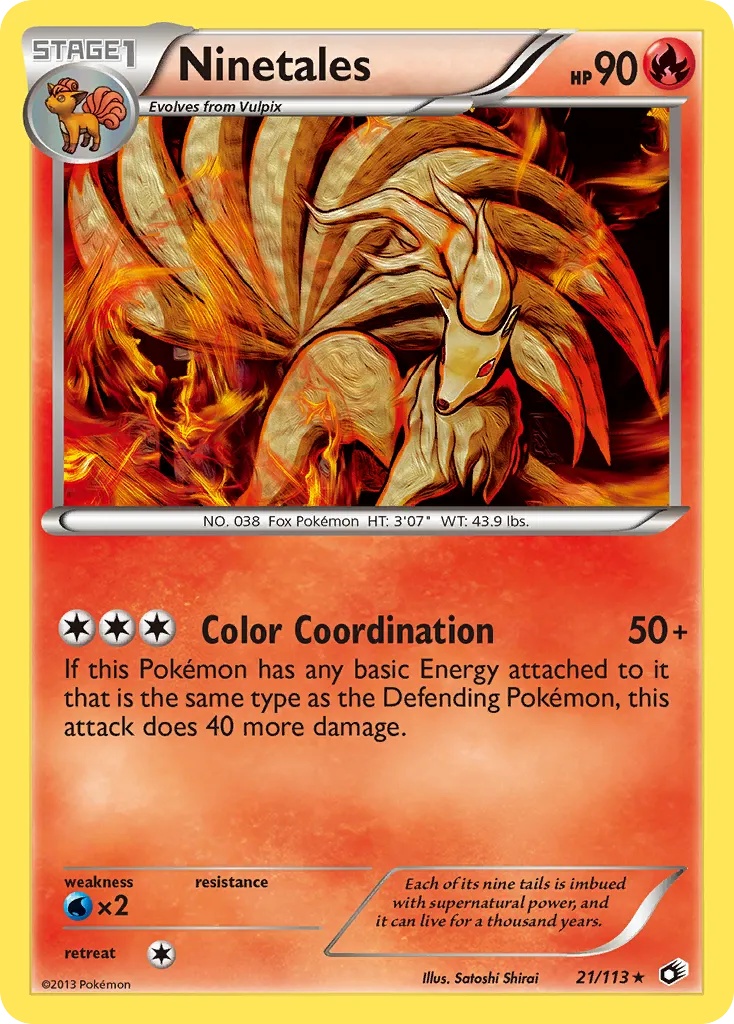 2013 Legendary Treasures Ninetales Rare #021/113 Rare card image