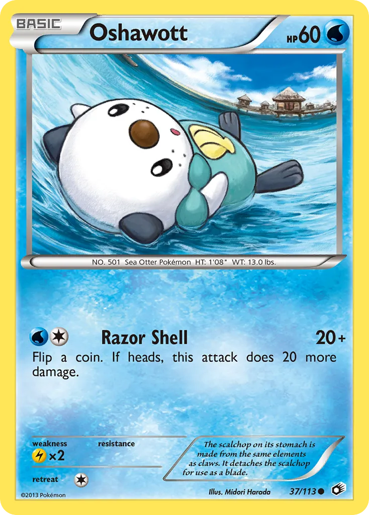 2013 Legendary Treasures Oshawott Common #037/113 Common card image