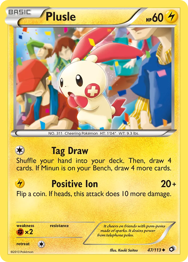 2013 Legendary Treasures Plusle Uncommon #047/113 Uncommon card image