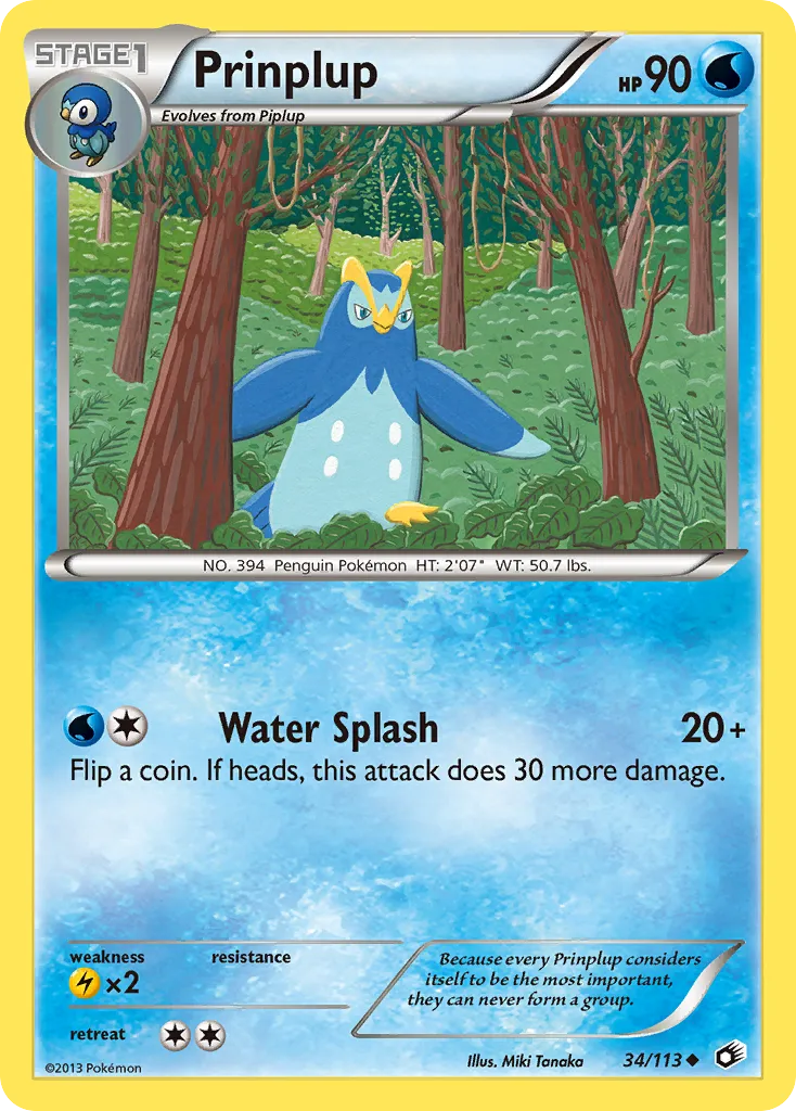 2013 Legendary Treasures Prinplup #034/113 Uncommon card image