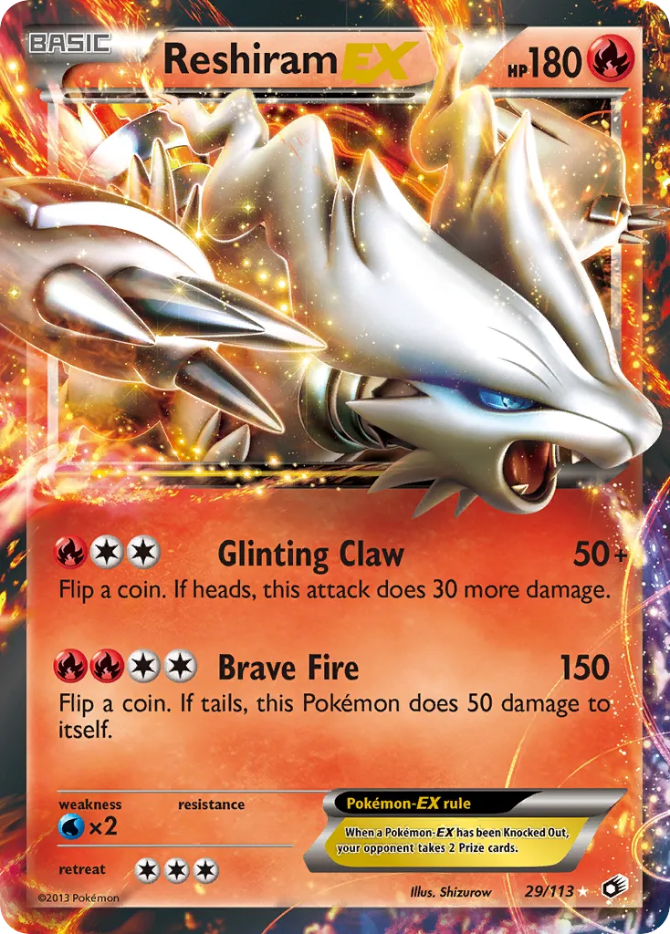 2013 Legendary Treasures Reshiram-EX #029/113 Rare Holo EX card image