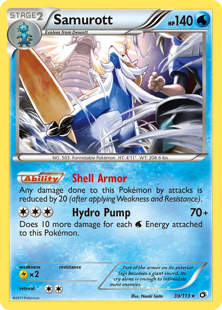 2013 Legendary Treasures Samurott #039/113 Rare Holo card image