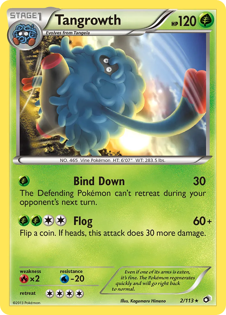 2013 Legendary Treasures Tangrowth Rare #002/113 Rare card image