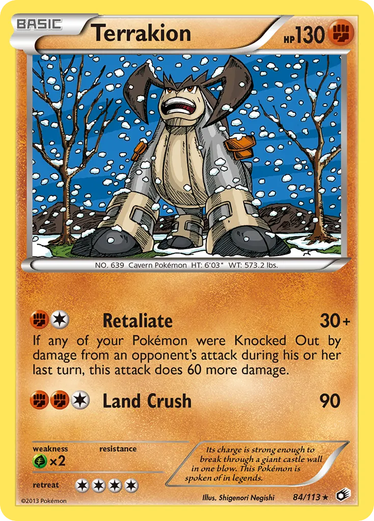 2013 Legendary Treasures Terrakion #084/113 Rare Holo card image