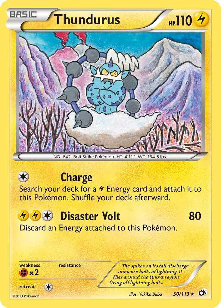 2013 Legendary Treasures Thundurus #050/113 Rare Holo card image