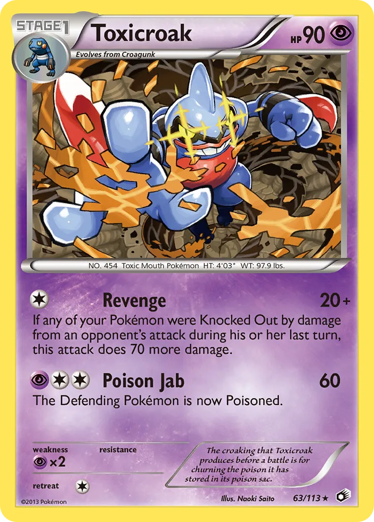 2013 Legendary Treasures Toxicroak Rare #063/113 Rare card image