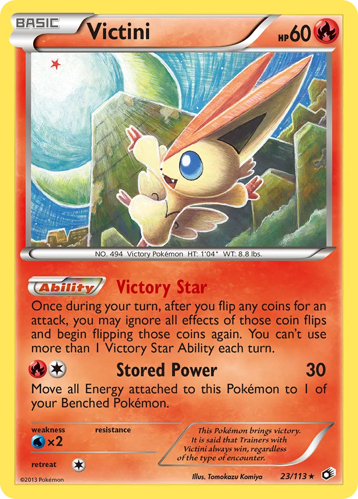 2013 Legendary Treasures Victini #023/113 Rare Holo card image
