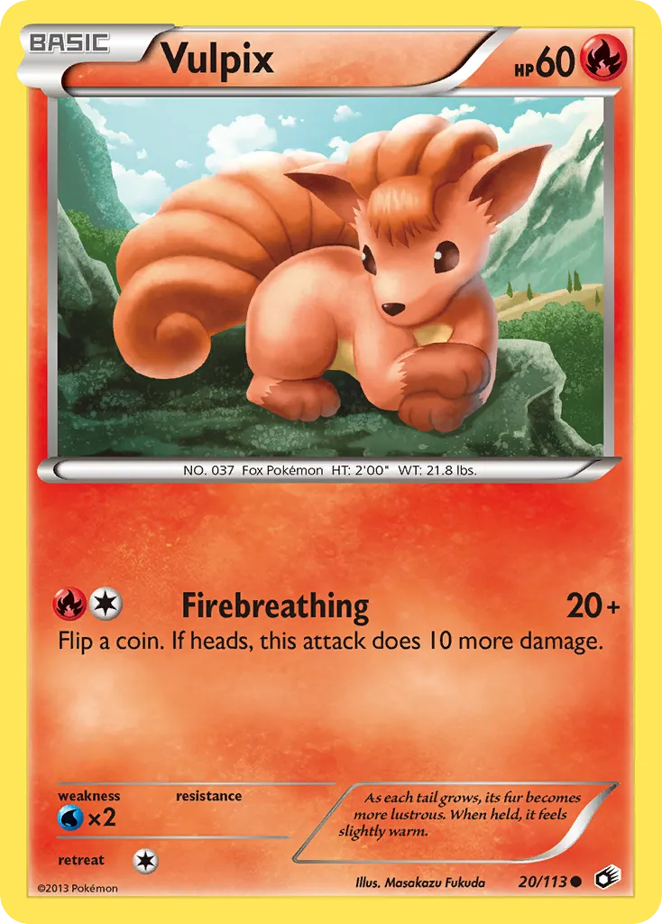 2013 Legendary Treasures Vulpix Common #020/113 Common card image