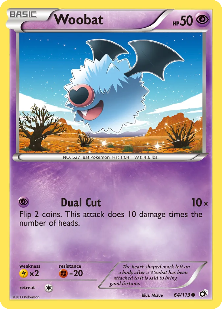 2013 Legendary Treasures Woobat Common #064/113 Common card image