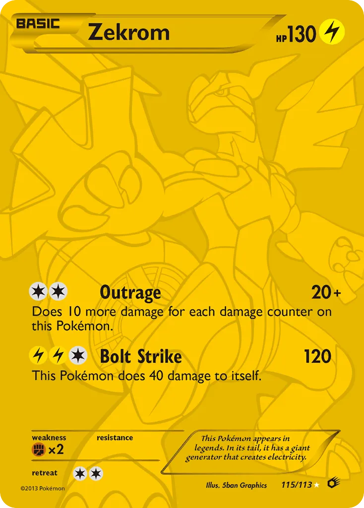 2013 Legendary Treasures Zekrom #115/113 Rare Secret card image