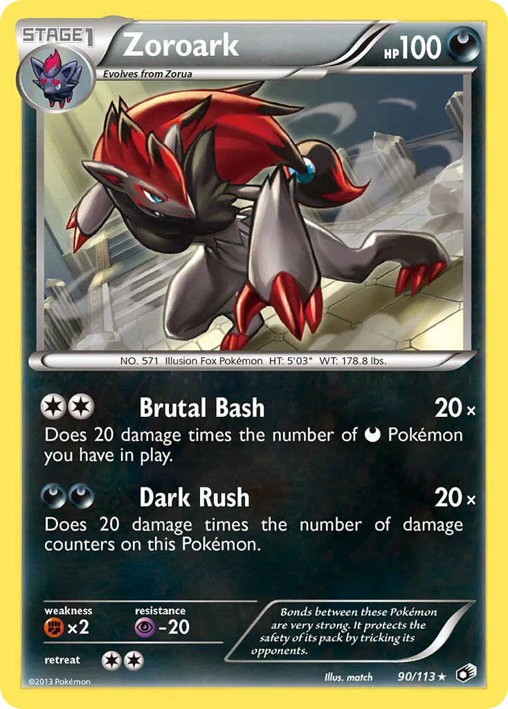 2013 Legendary Treasures Zoroark #090/113 Rare Holo card image