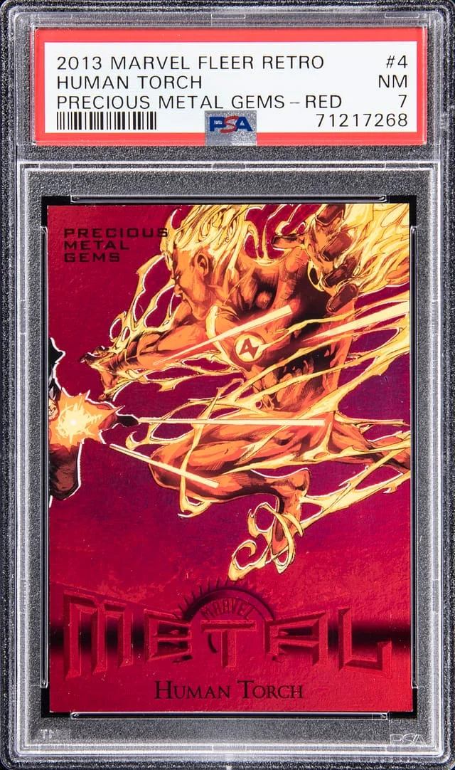2013 Marvel Fleer Precious Metal Gems Red Human Torch #4 card image