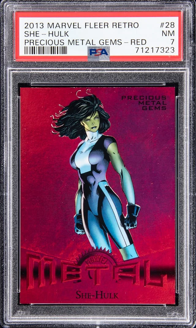 2013 Marvel Fleer Precious Metal Gems Red She-Hulk #28 card image