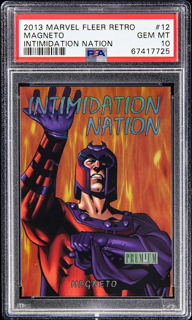 2013 Marvel Fleer Retro Intimidation Nation Magneto #12 card image