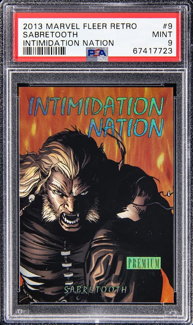 2013 Marvel Fleer Retro Intimidation Nation Sabretooth #9 card image