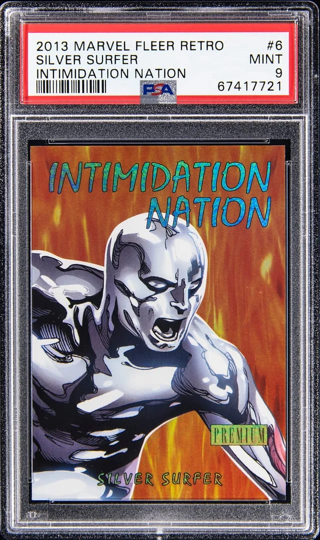 2013 Marvel Fleer Retro Intimidation Nation Silver Surfer #6 card image