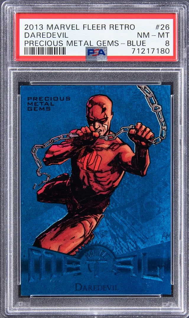 2013 Marvel Fleer Retro Precious Metal Gems (PMG) Blue Daredevil #26 card image