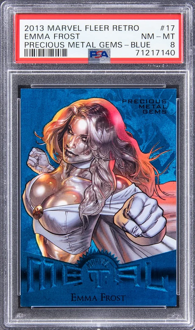2013 Marvel Fleer Retro Precious Metal Gems (PMG) Blue Emma Frost #17 card image