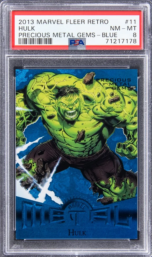 2013 Marvel Fleer Retro Precious Metal Gems (PMG) Blue Hulk #11 card image