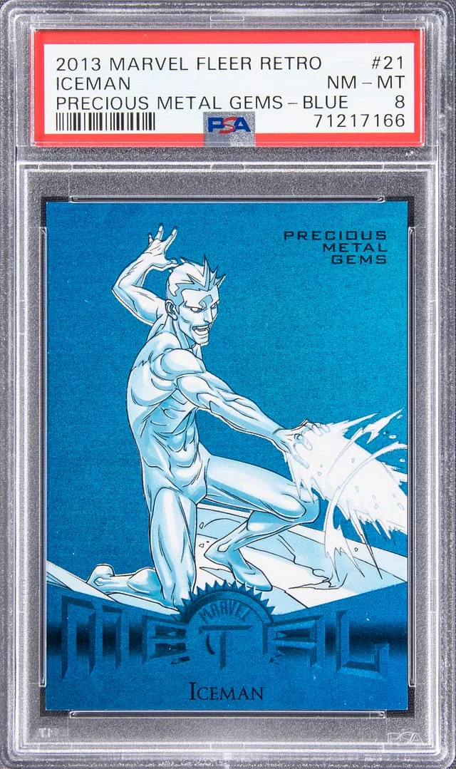 2013 Marvel Fleer Retro Precious Metal Gems (PMG) Blue Iceman #21 card image