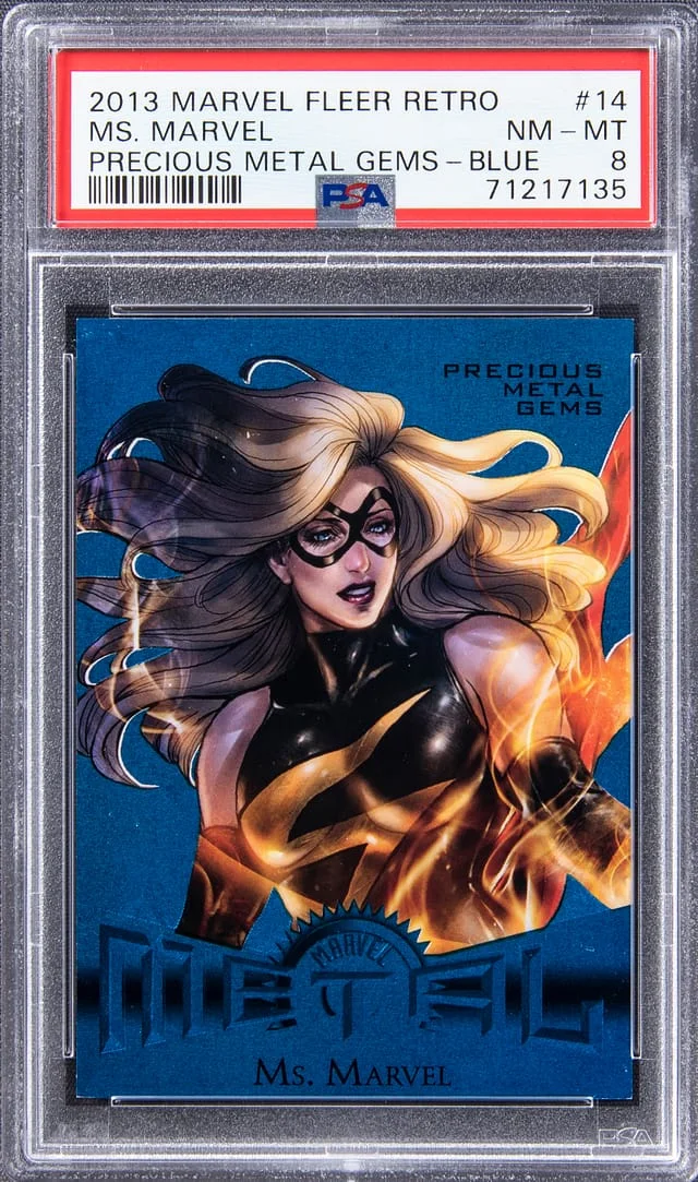 2013 Marvel Fleer Retro Precious Metal Gems (PMG) Blue Ms. Marvel #14 card image