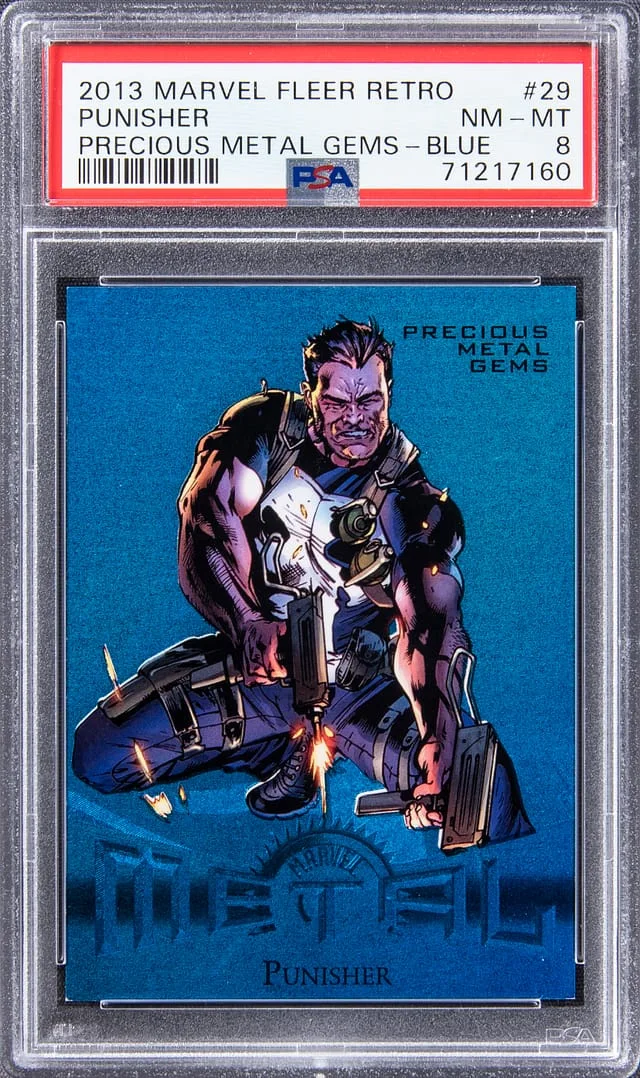 2013 Marvel Fleer Retro Precious Metal Gems (PMG) Blue Punisher #29 card image