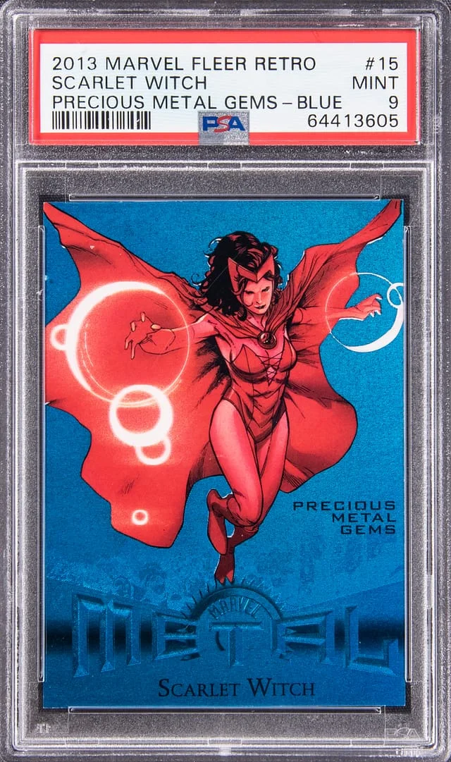 2013 Marvel Fleer Retro Precious Metal Gems (PMG) Blue Scarlet Witch #15 card image