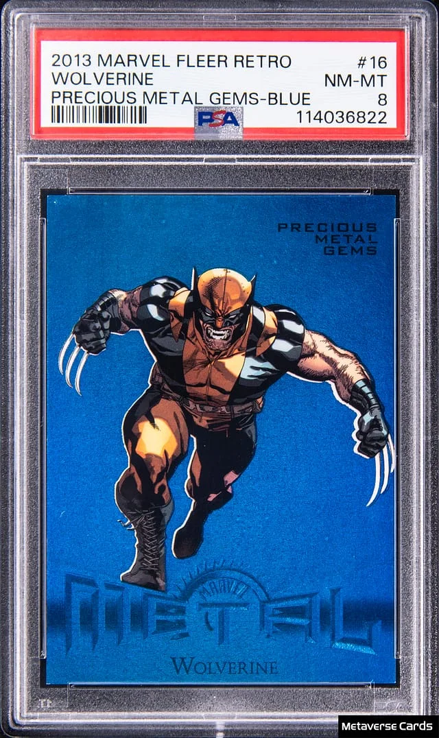 2013 Marvel Fleer Retro Precious Metal Gems (PMG) Blue Wolverine #16 card image