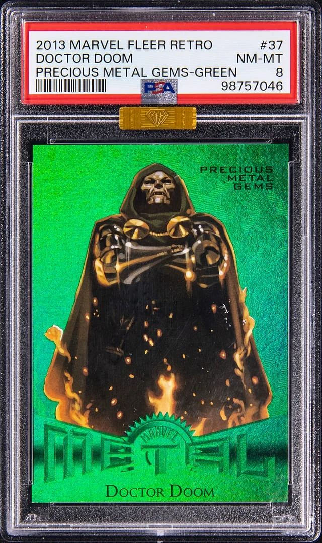 2013 Marvel Fleer Retro Precious Metal Gems (PMG) Green Doctor Doom #37 card image