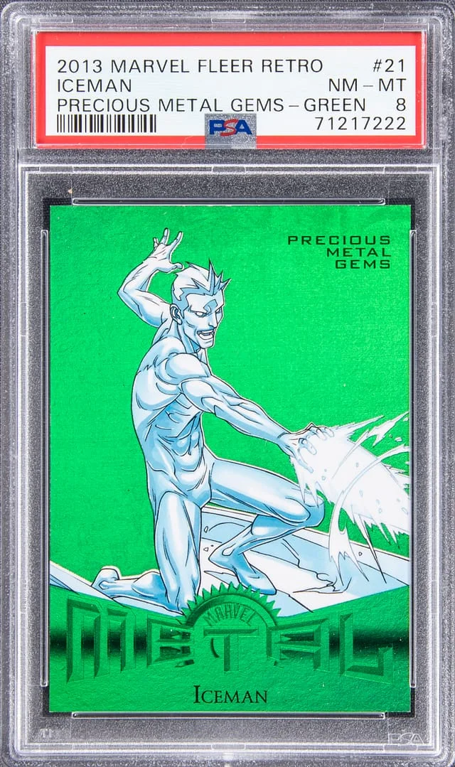 2013 Marvel Fleer Retro Precious Metal Gems (PMG) Green Iceman #21 card image