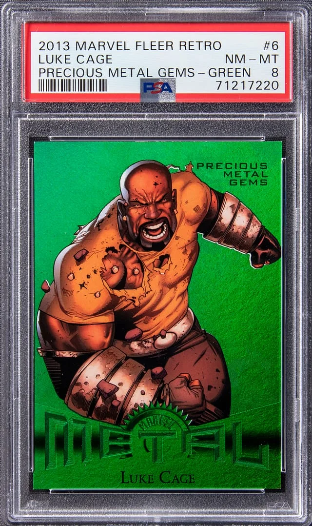 2013 Marvel Fleer Retro Precious Metal Gems (PMG) Green Luke Cage #6 card image
