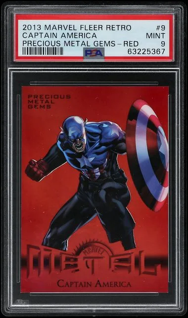 2013 Marvel Fleer Retro Precious Metal Gems (PMG) Red Captain America #9 card image