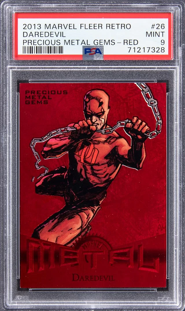 2013 Marvel Fleer Retro Precious Metal Gems (PMG) Red Daredevil #26 card image