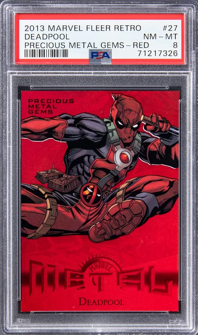 2013 Marvel Fleer Retro Precious Metal Gems (PMG) Red Deadpool #27 card image