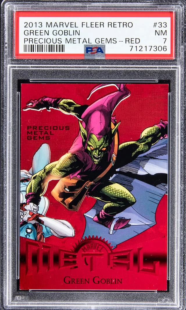 2013 Marvel Fleer Retro Precious Metal Gems (PMG) Red Green Goblin #33 card image