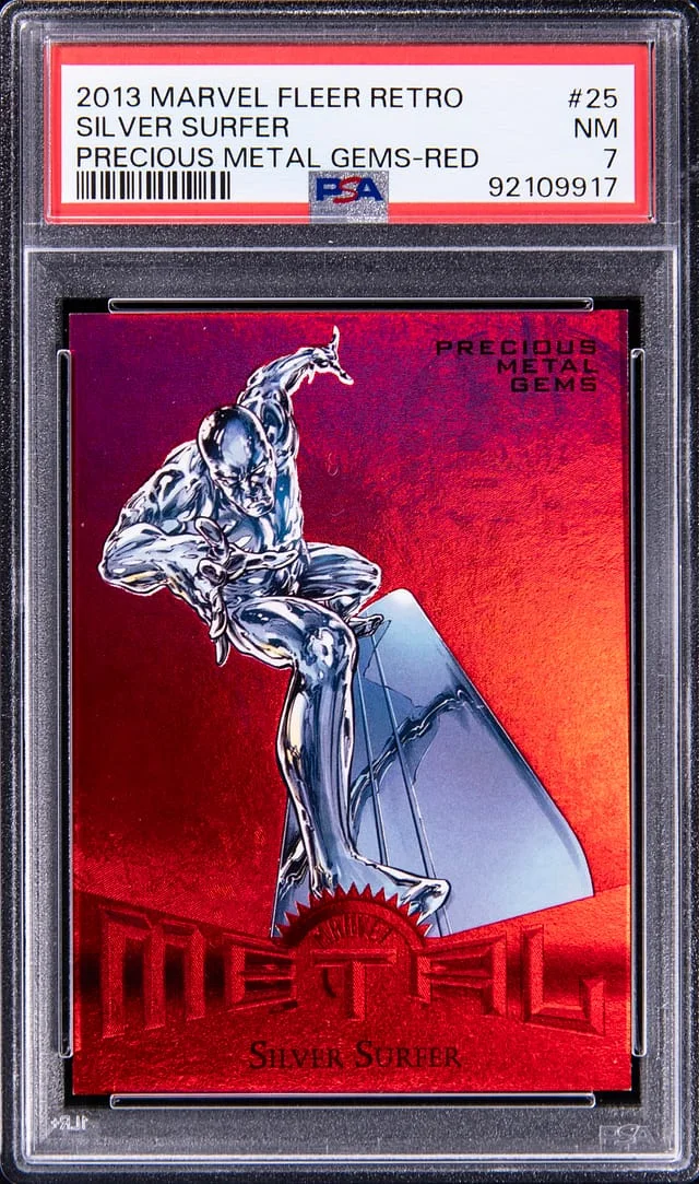 2013 Marvel Fleer Retro Precious Metal Gems (PMG) Red Silver Surfer #25 card image