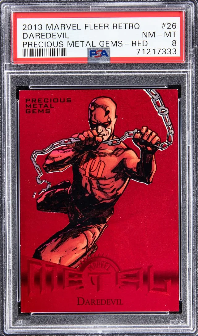 2013 Marvel Fleer Retro Precious Metal Gems Red Daredevil #26 card image