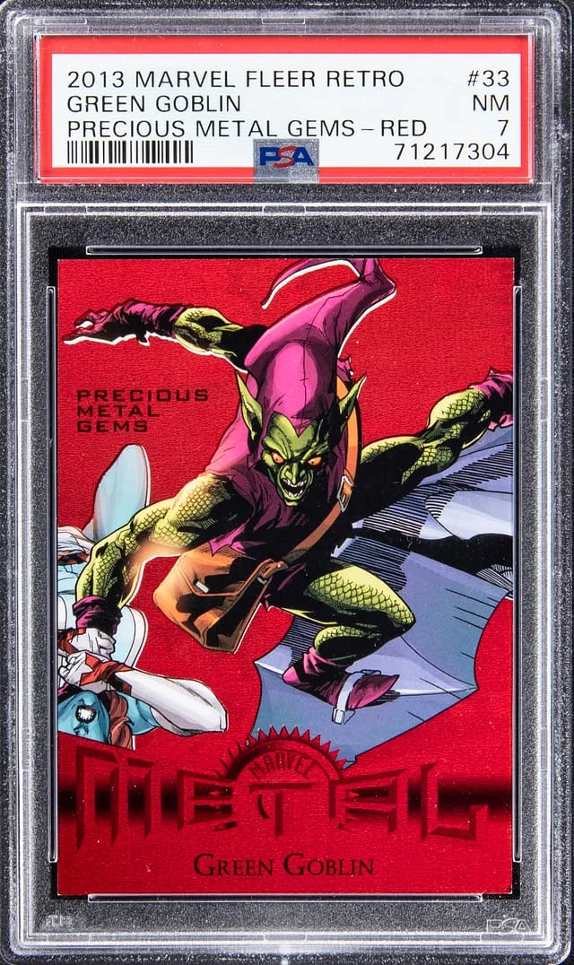 2013 Marvel Fleer Retro Precious Metal Gems Red Green Goblin #33 card image