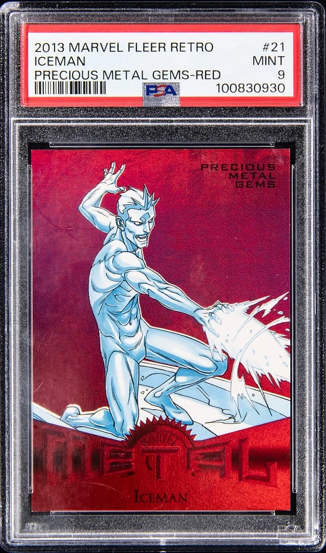2013 Marvel Fleer Retro Precious Metal Gems Red Iceman #21 card image