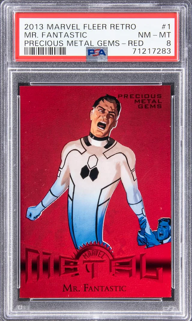 2013 Marvel Fleer Retro Precious Metal Gems Red Mr. Fantastic #1 card image