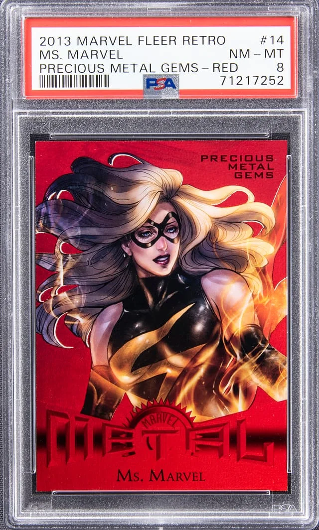 2013 Marvel Fleer Retro Precious Metal Gems Red Ms. Marvel #14 card image