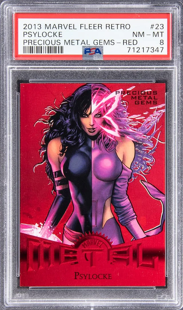 2013 Marvel Fleer Retro Precious Metal Gems Red Psylocke #23 card image