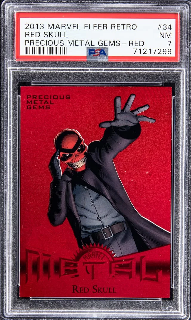2013 Marvel Fleer Retro Precious Metal Gems Red Red Skull #34 card image