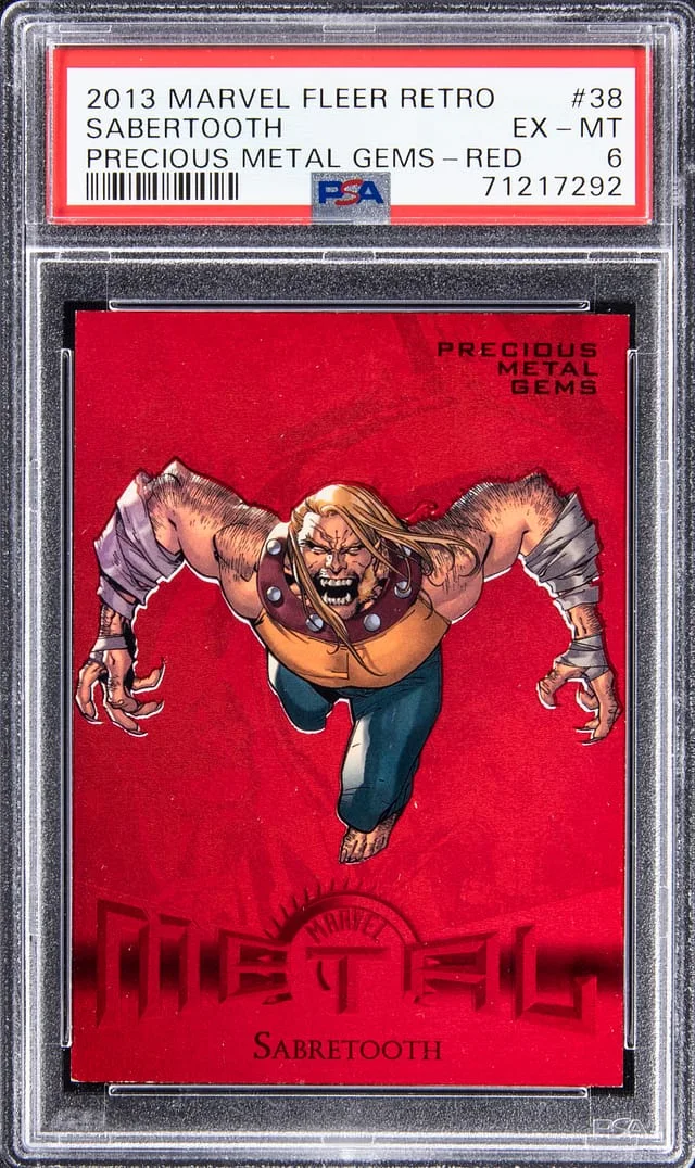 2013 Marvel Fleer Retro Precious Metal Gems Red Sabertooth #38 card image