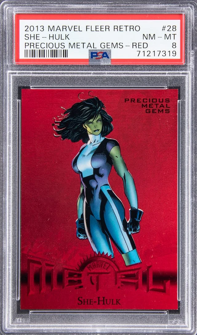 2013 Marvel Fleer Retro Precious Metal Gems Red She-Hulk #28 card image