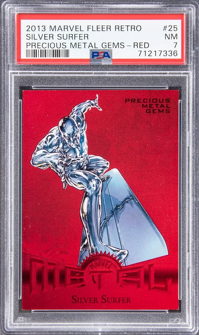 2013 Marvel Fleer Retro Precious Metal Gems Red Silver Surfer #25 card image
